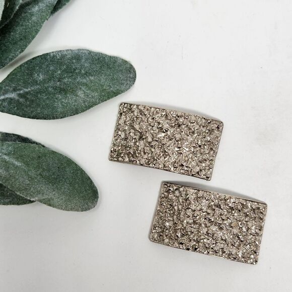 MUSI Silver Rectangle Shoe Clips - Picture 2 of 6